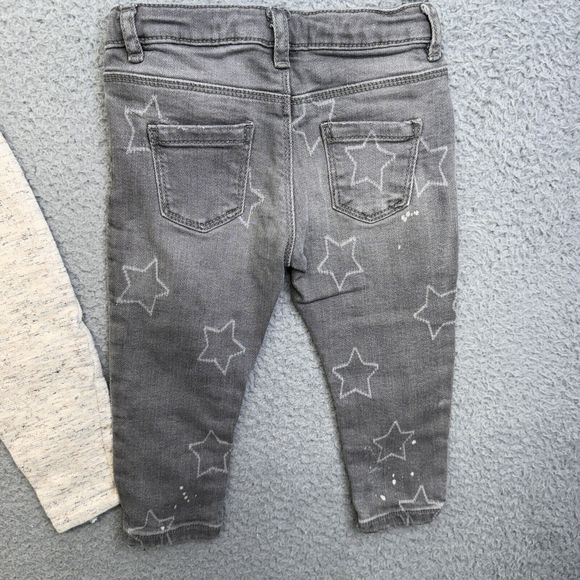 GAP Sweater Baby Girl 18 Months Gray Stars Jeans Easter Chick Outfit Bundle Zara - Picture 5 of 11